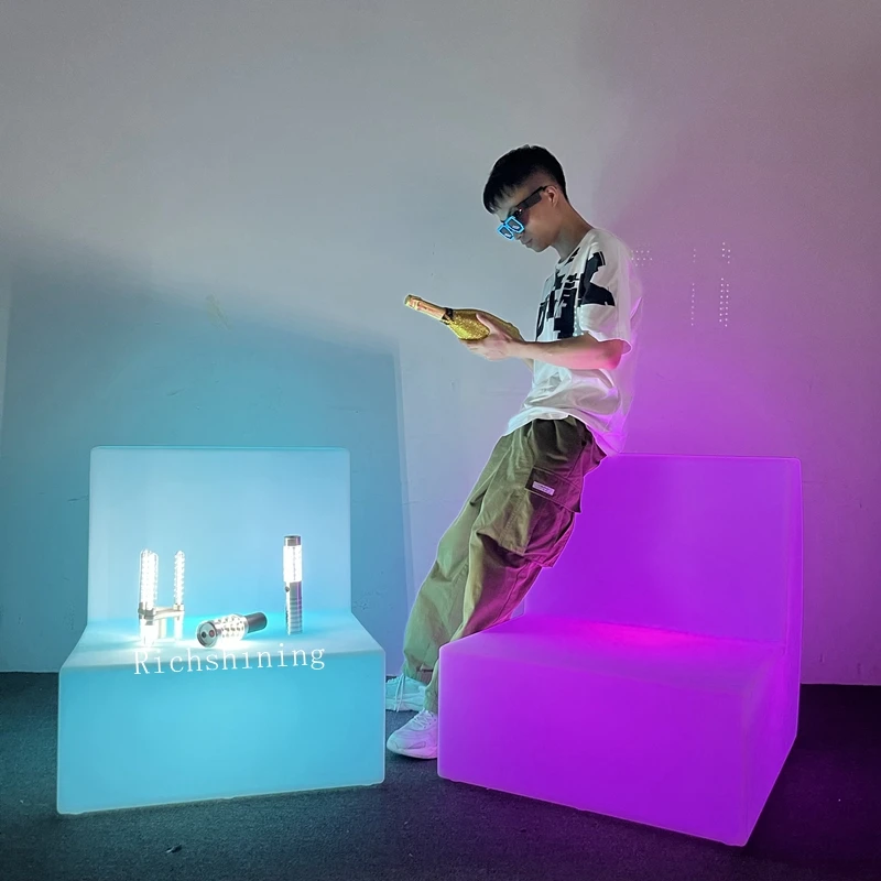 RICHSHINING Plastic Material Furnishing Rechargeable Right Angle Sofa Corner Sofa Bar Furniture For Nightclub/ KTV/Night Club