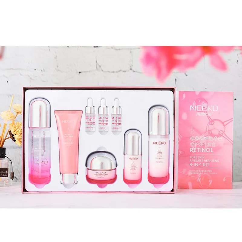 Private Label Beauty Skincare Moisturizing Anti Aging Wrinkles Brightening Whitening Kit Face Retinol Skin Care Set