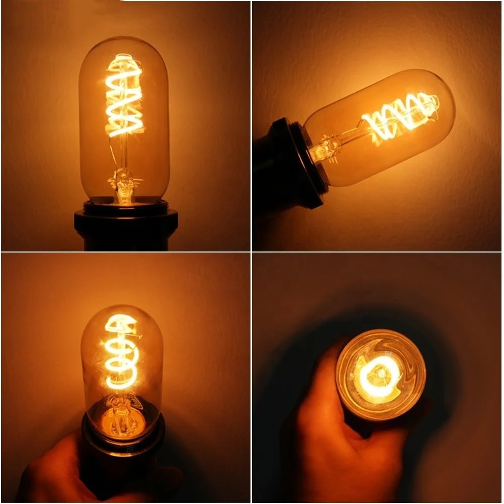 Antique Edison LED Filament Bulb 2W T45 Low Voltage 24V AC/DC Power Supply Plastic Glass Compatible E14 MR16 Bases Auto Home Use