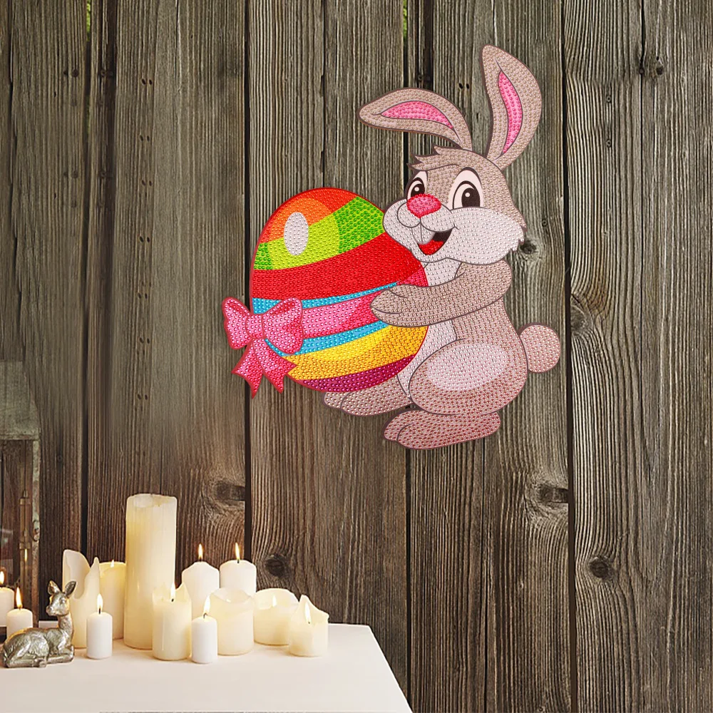 DIY diamond painting Easter bunny eggs door and window decoration rabbit wreath Embroidery Kit Home Decoration Personalized Gift