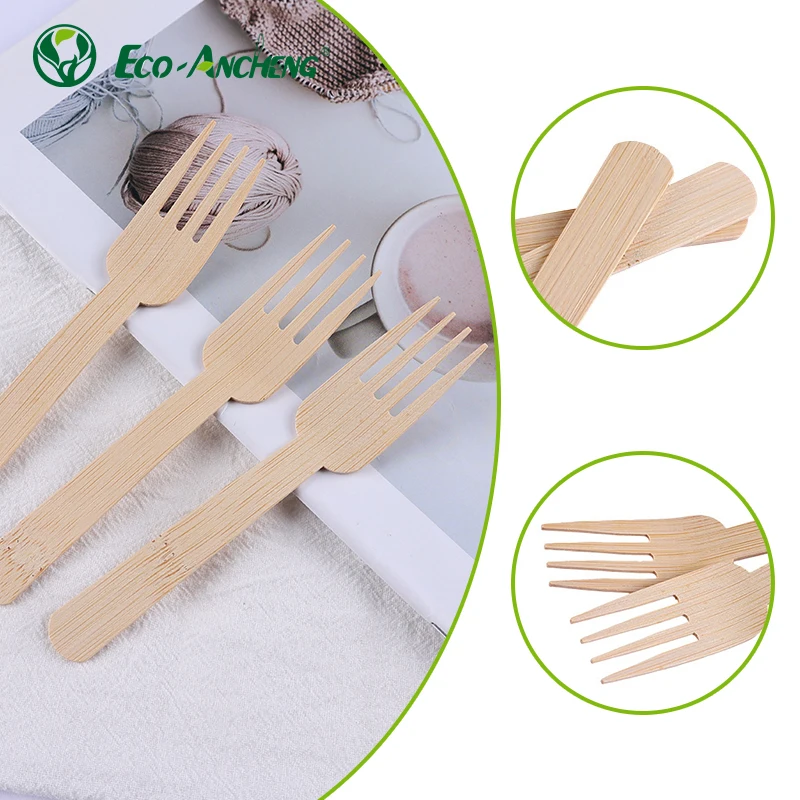 Biodegradable Bamboo Cutlery Eco-Friendly Good Price 100PCS Nature Bamboo Disposable Fork Set for Takeaway