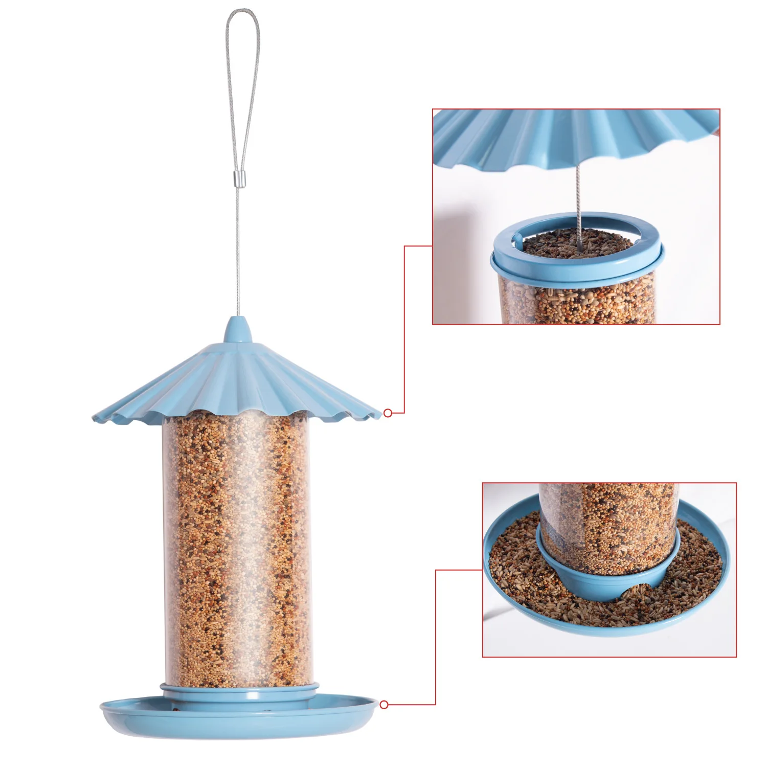 New Factory Custom OEM Outdoor Courtyard Garden Hanging Automatic Metal Hummingbird Seed Food Feeder Wild Bird Feeder
