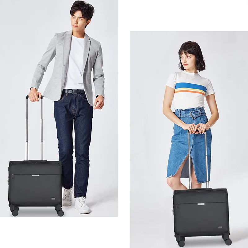 Hanke 16 18 inch carry on boarding luggage laptop wheeled bag under seat small trolley business travel cabin suitcase