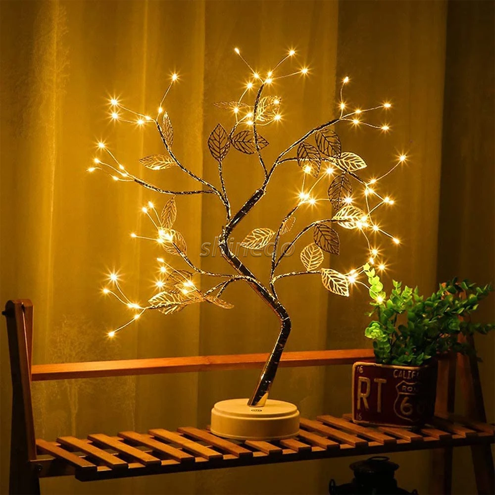 LED Gold Leaf Tree Light Christmas decoration Holiday gift Iron Tree Blossom series gold leaf tree light edition