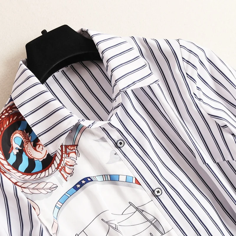 B23960A Striped dress autumn shirt dress fashion patchwork long dress