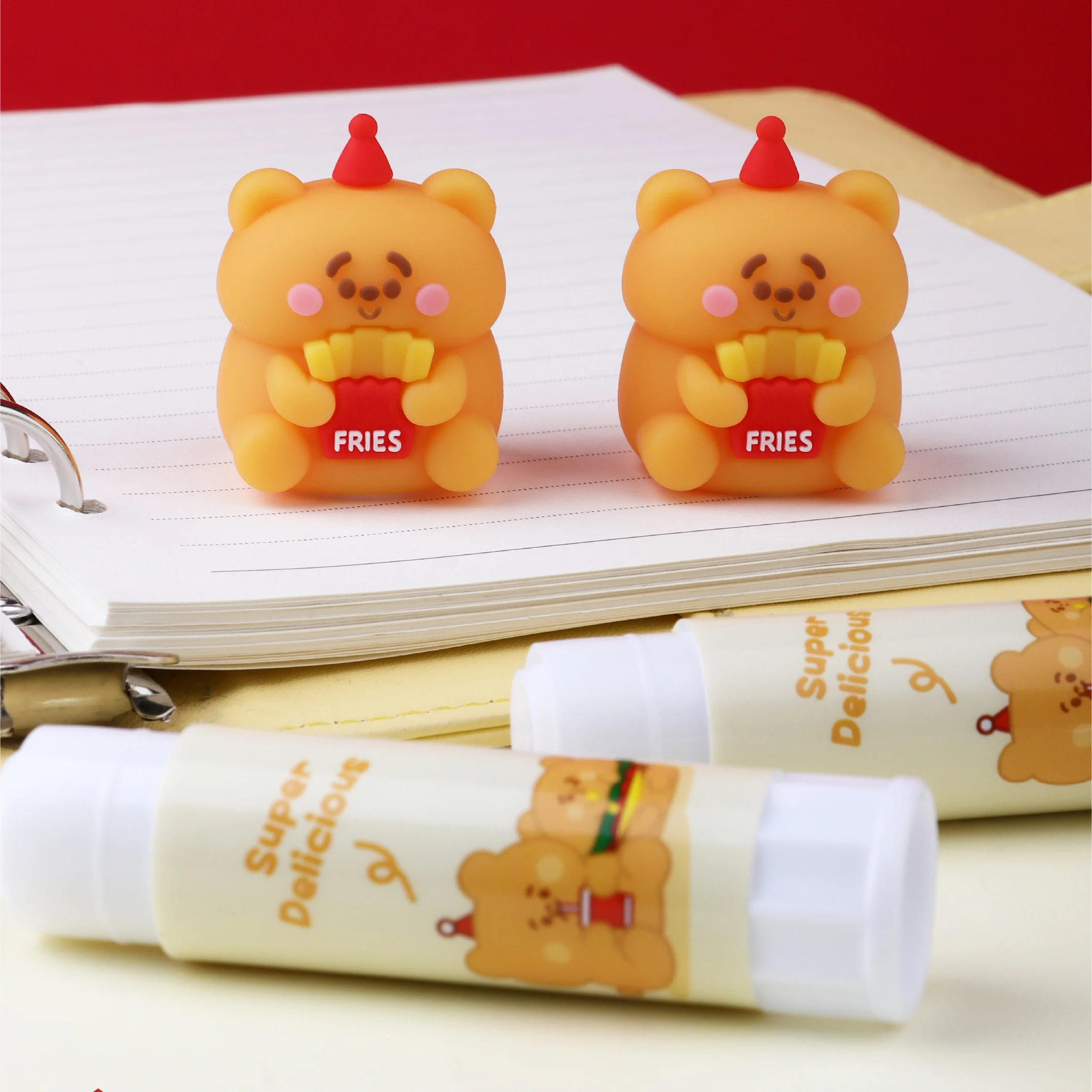 KUKI Brand Office & School Cute Cartoon Fruit Duck Use Customized Pink Cute Kawaii Glue Stick