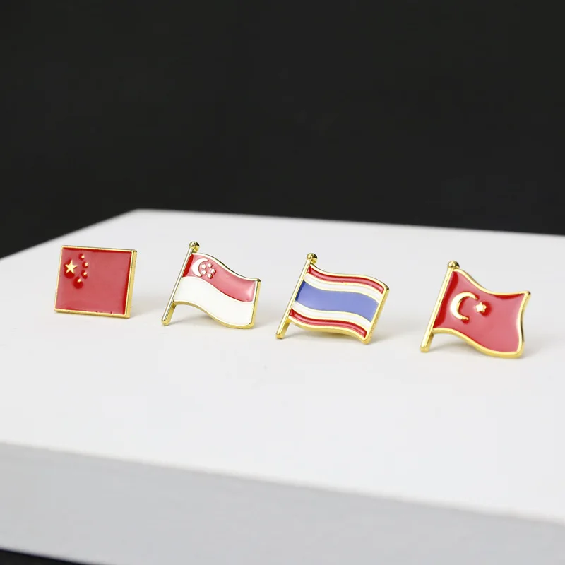 Flag Pin Custom Metal Personalizado Soft Lapel Magnetic Badge Black Nickel Plating Hard Customised Japanese Enamel Pin
