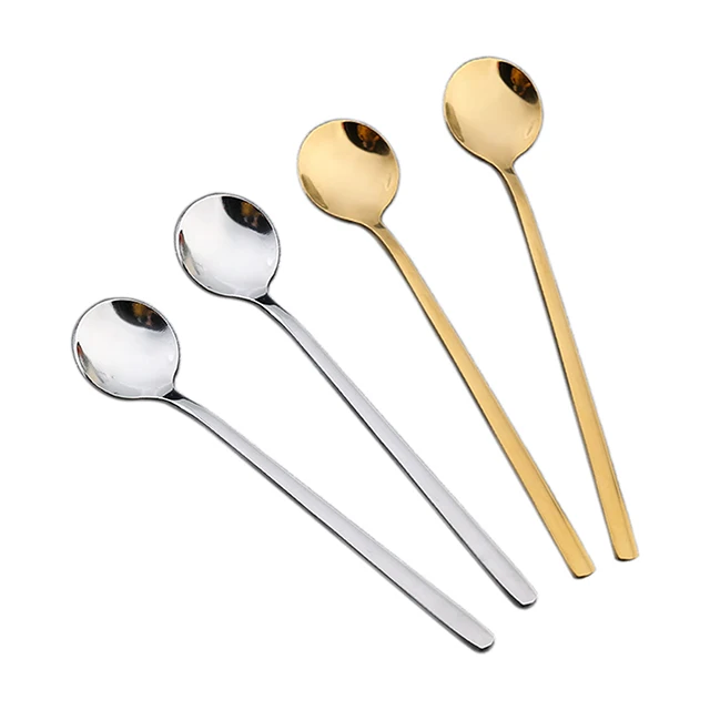 
Golden Tall drinking mixing spoon long handle spoon 