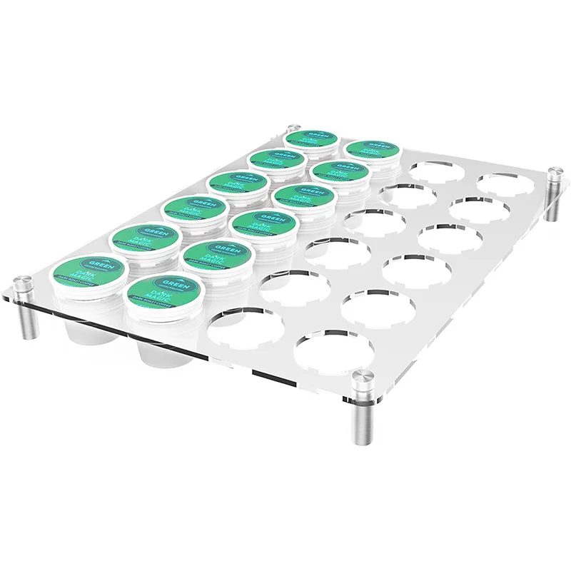 Countertop or in Drawer Storage Acrylic Flat Countertop Coffee Pod Organizer Holder K Cup Organizer Tray for 24 Coffee Pods