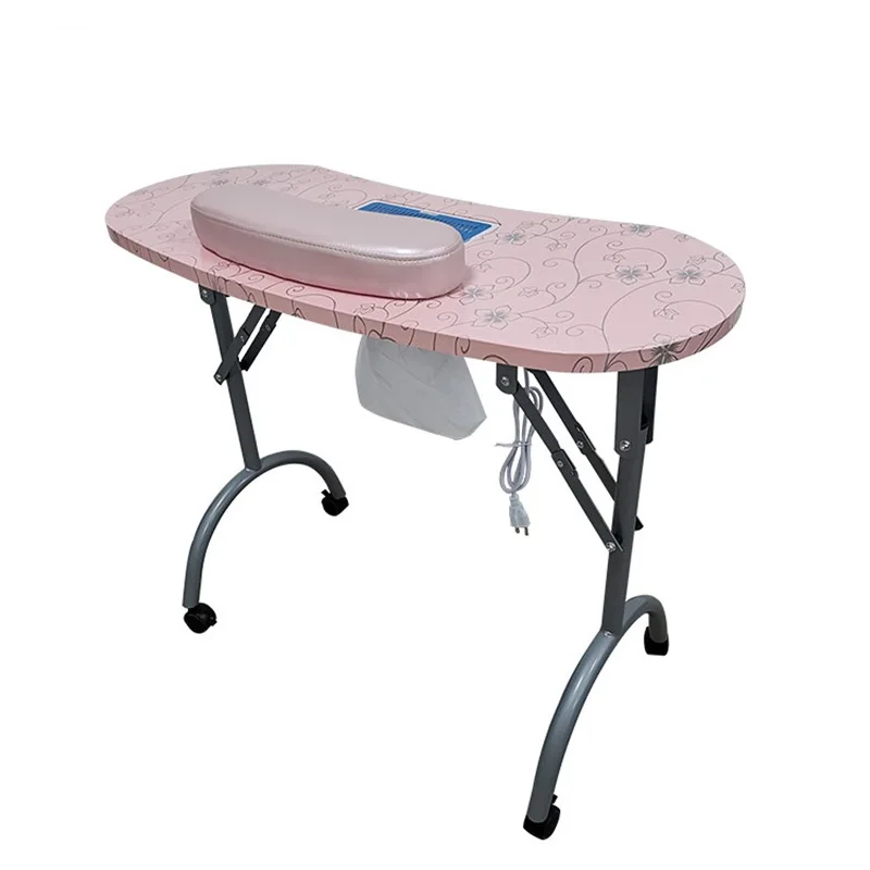 Best Selling Manicure Table Modern Salon Furniture Metal Legs Portable Pink Nail Manicure Table