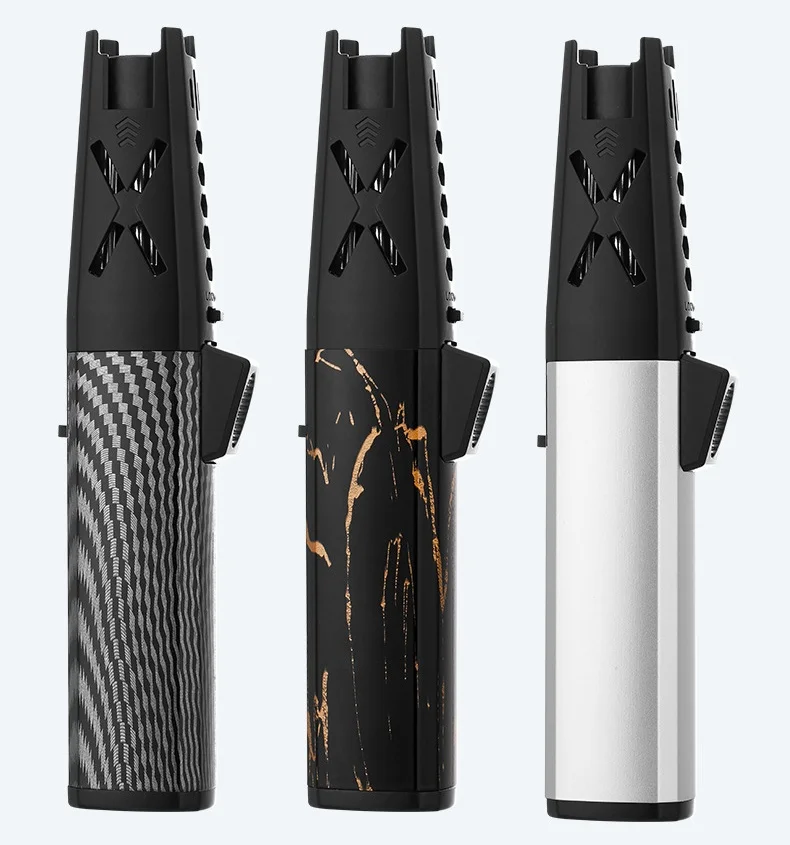 High Quality Blue Jet Flame Torch Lighter Welding Gun Refillable Windproof Butane Gas Lighter For Cigar Kitchen BBQ