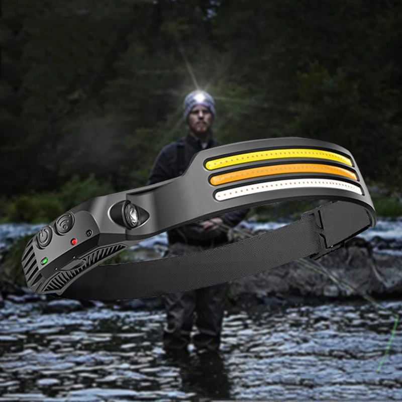 COB Silicone Waterproof Headlamp Sensor Type-C USB Rechargeable Head Lamp Hunting Camping Multiple Including Camry Venza Supra