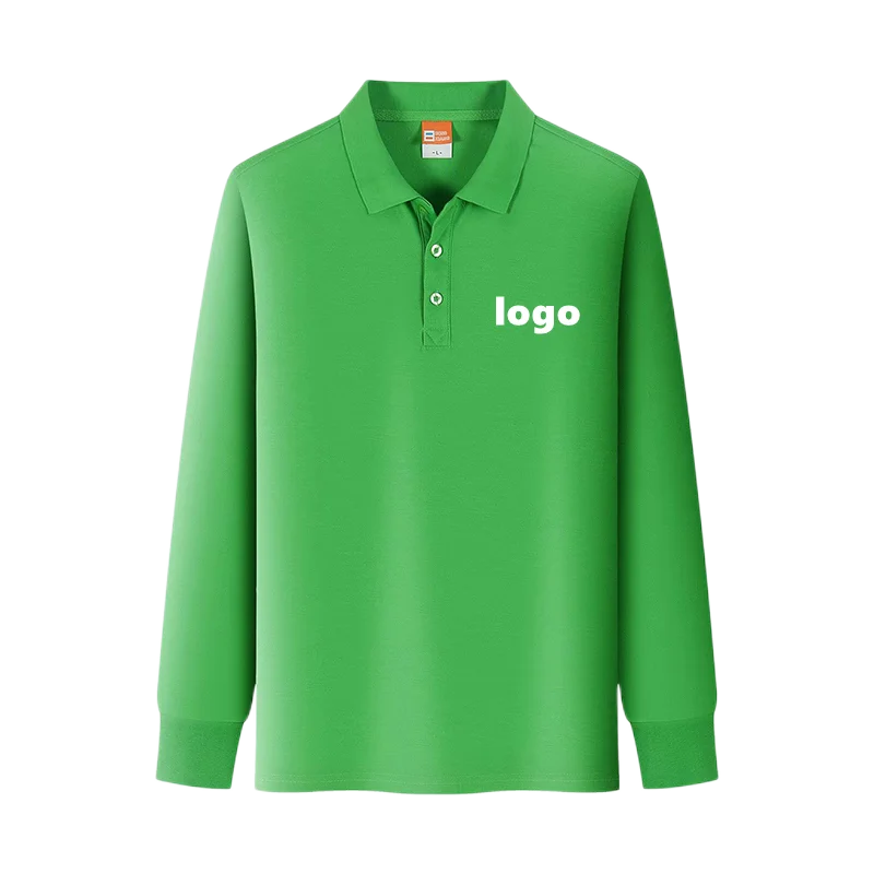 220gsm 35% cotton 65% polyester long sleeve unisex polo shirt plain black long sleeve polo shirt