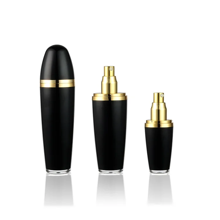 lotion treatment Bullet shaped bottle pmma double wall plastic ball bottle black & green round Plastic bottle for cosmetics