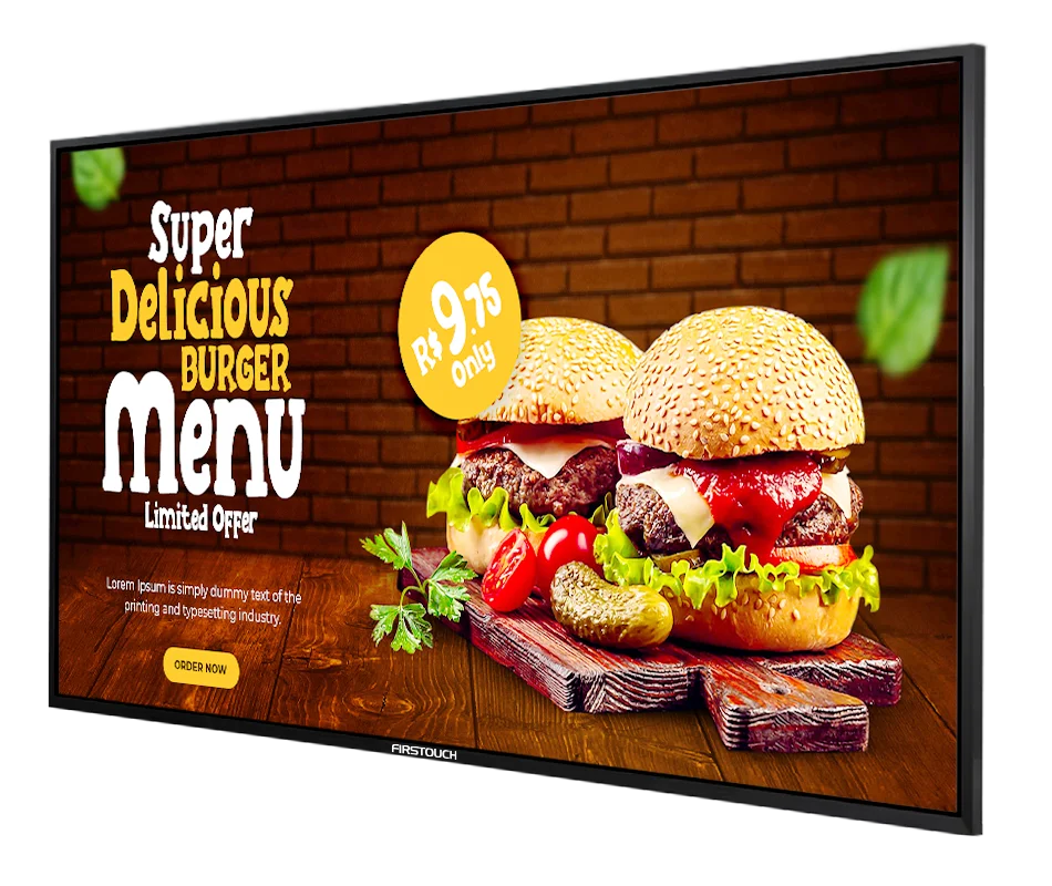 VETO LCD Narrow Bezel Indoor Hanging Cafe Restaurant Wall Mounted Digital Menu Board Media Player 43 49 55 inches