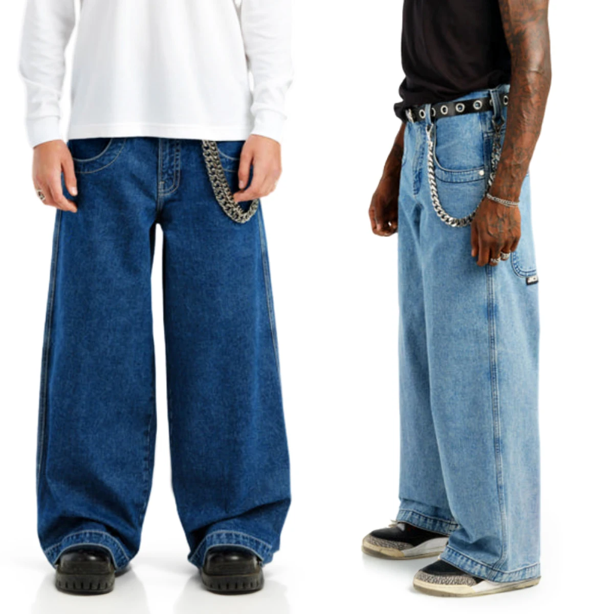 Real Price Classic Pockets Straight Super Loose Solid Color Jeans Denim With Big Baggy Jeans Men