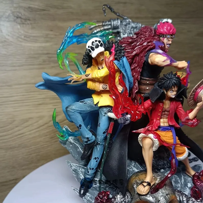 24cm One Pieced LX Ghost Island Anime Fighter Luffy Eustass Kid Law Three Captain GK Navigation King Model Statue Ornament
