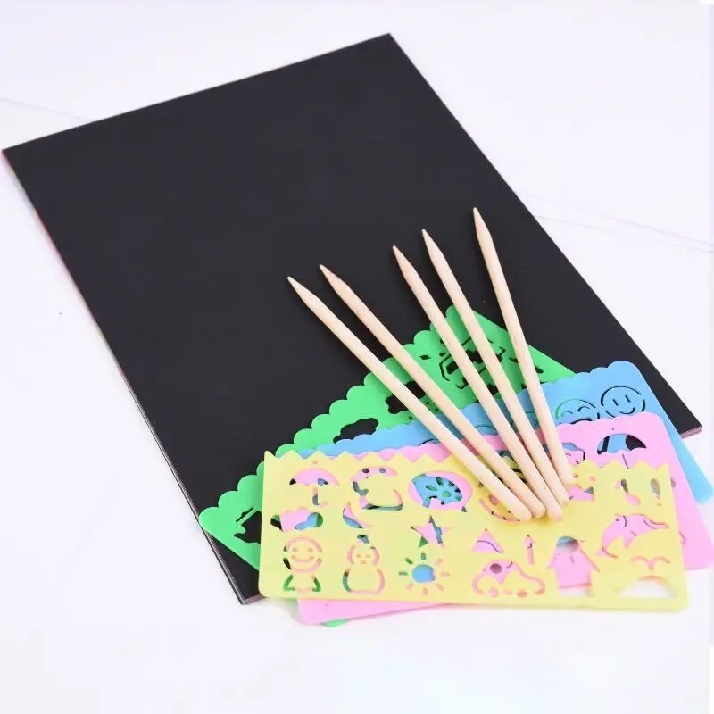 Creative Child DIY Rainbow Printing Magic Scratch Paper Black Scratch Off Drawing Paper Art Crafts Gift  For Kids