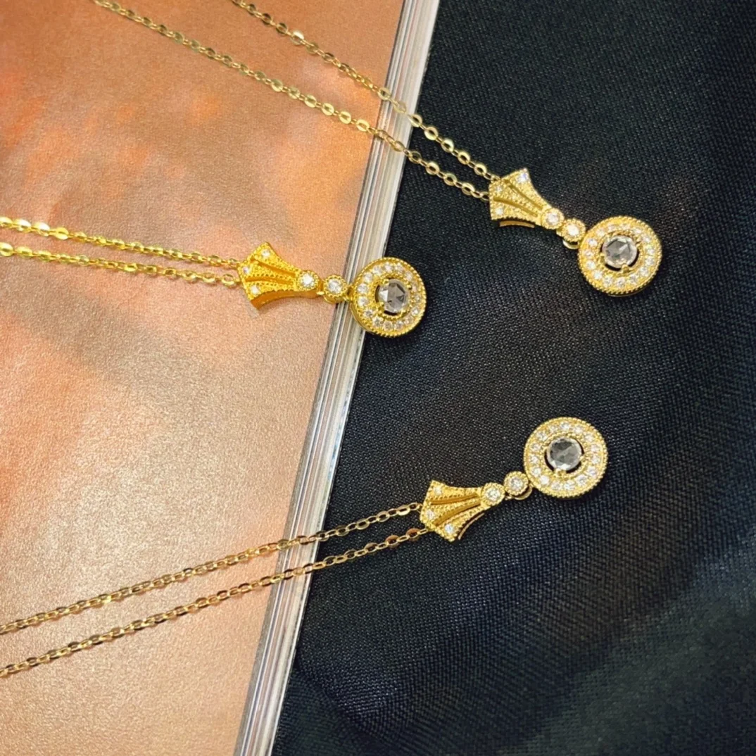 18K 14K True Gold Chain Necklace Fashionable Luxury Female Bride Accessories Laboratory Growing Diamond Necklace