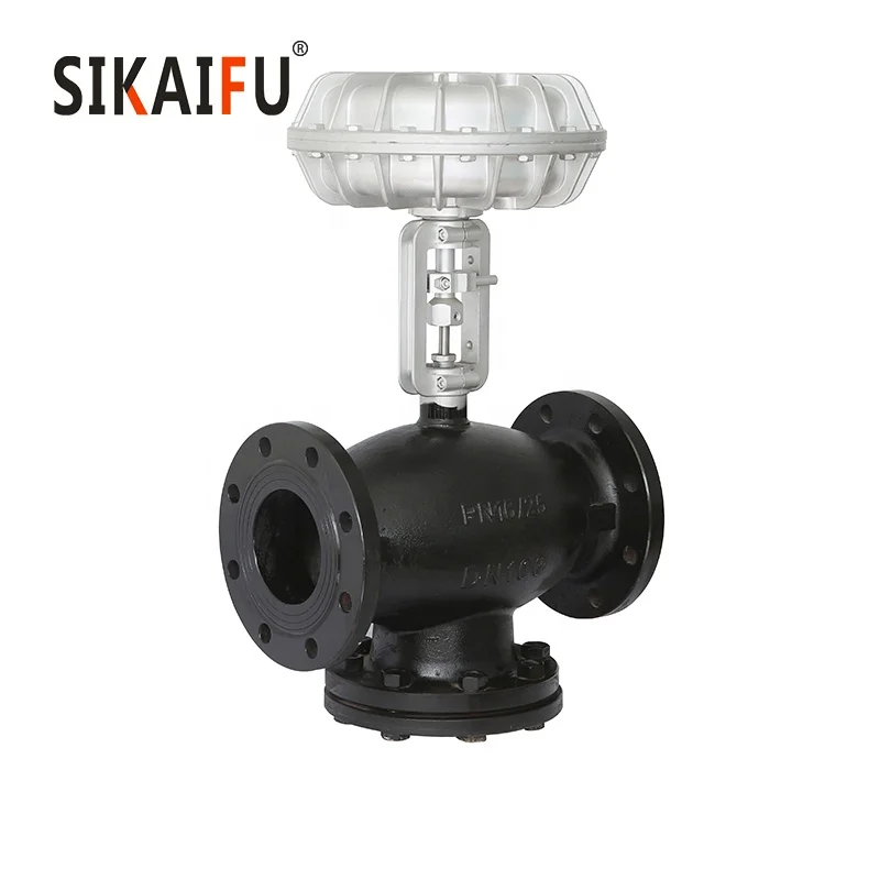 3 way Flanged Carbon Steel Control Valve for Heat Oil 300 degree C With Pneumatic Operator