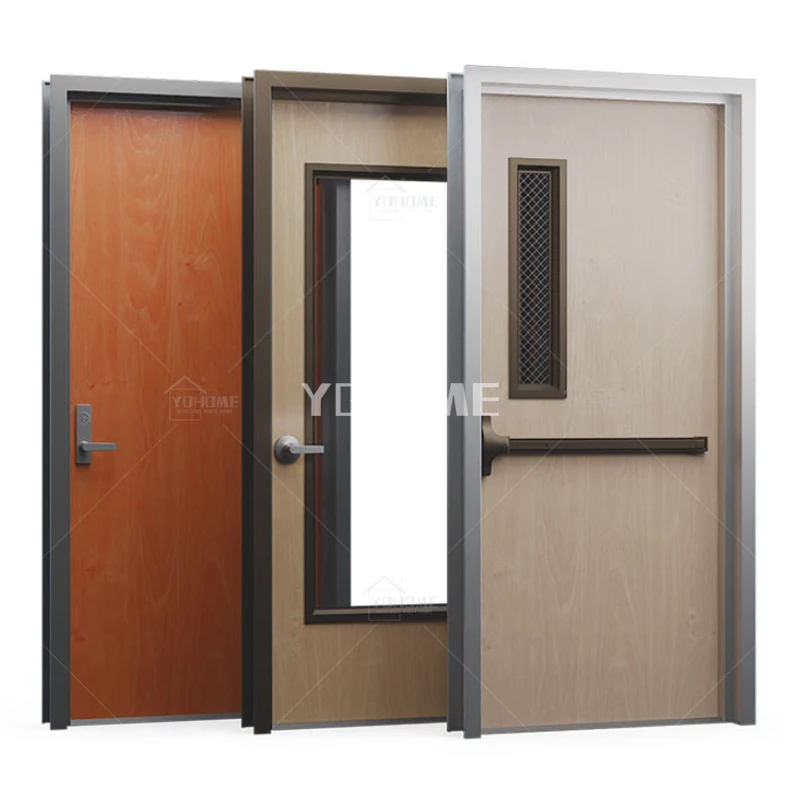 China top project manufacturer custom double steel fire-proof door fire rated steel door with glass insert steel fire door