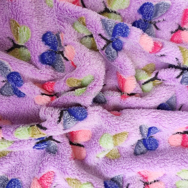 
Wholesale Medium Types Colorful Butterfly Pattern Double Side Flannel Coral Fleece Blanket Fabric By The Yard 