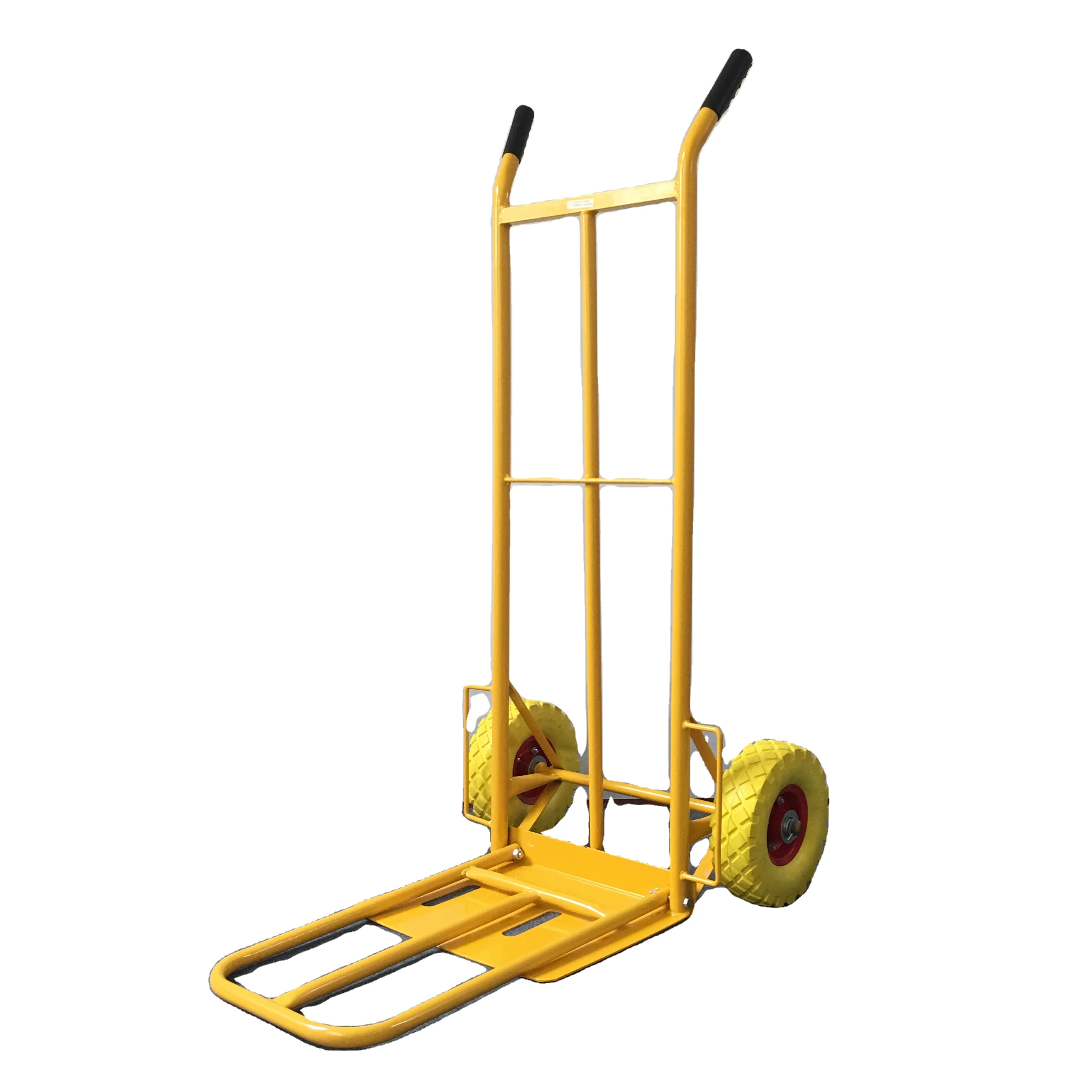 Hot sale in warehouse supermarket farm garden widely used hand trolley HT1827 with big size folding toe plate