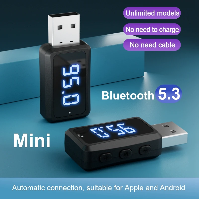 Автомобильный Bluetooth 5 3 FM02 мини-USB-передатчик приемник со светодиодным дисплеем громкой связи автомобильный комплект беспроводной аудио для Fm-радио
