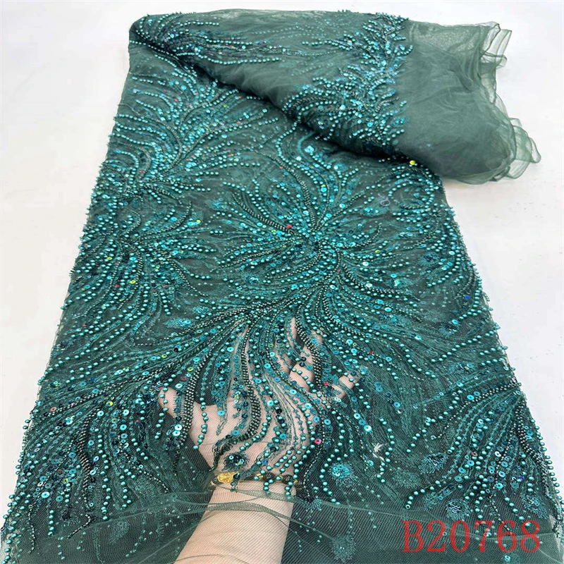 Custom beaded 3d flower sheer guipure nigerian africa french lace fabric for wedding party swiss voile cotton lace fabric