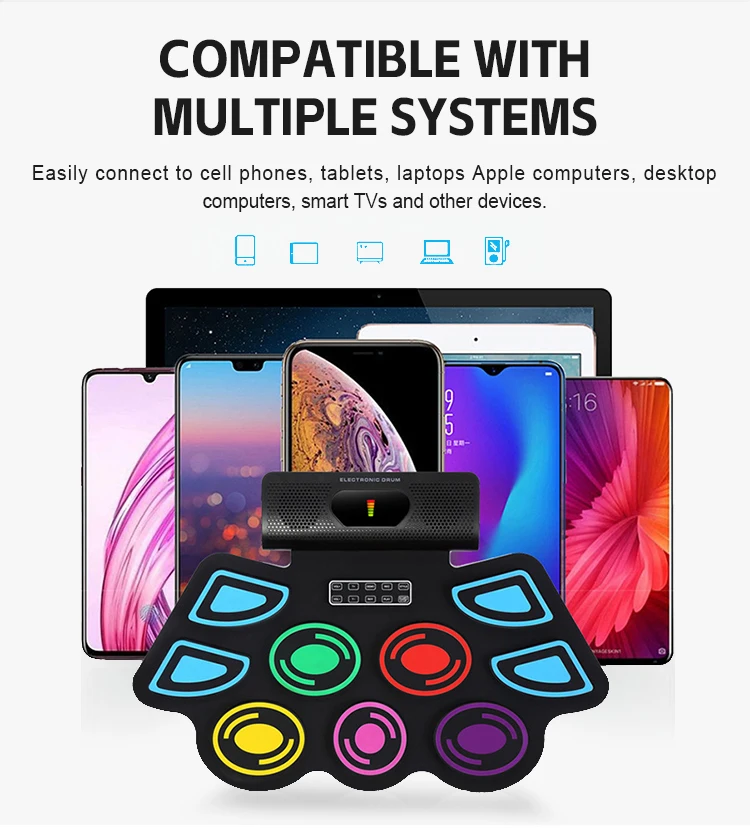 High Quality Roll Up Drum Electronic Drum Made In China Built In Battery And Speaker