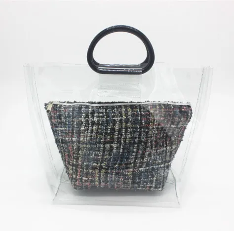  Наборы на заказ в Корейском стиле женская прозрачная сумка-тоут из ПВХ с внутренним