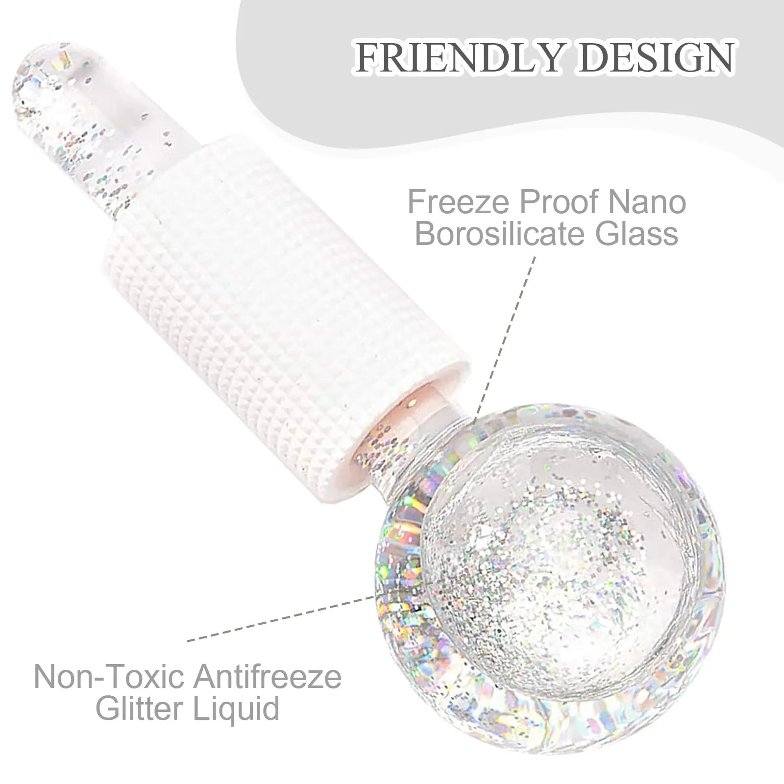 Custom Logo Ice Globes for Facial Cooling Globes Set for Eye Neck Cold Glass Ice Roller Ball Ice Globe Massager