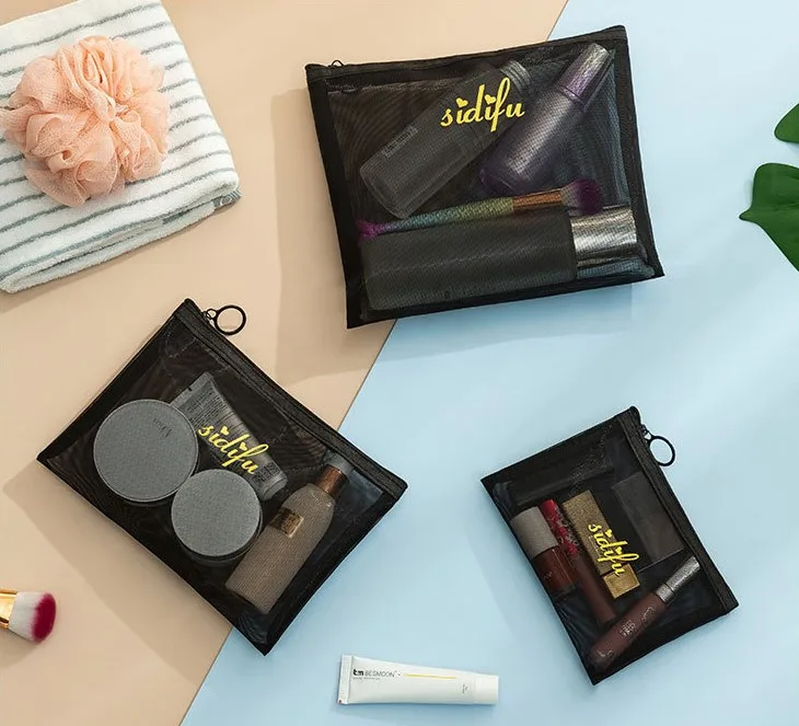 Travel Portable Large Capacity Wholesale Zipper Ladies Cosmetic Bag Makeup Mesh Storage Bag Wash Kit Bag