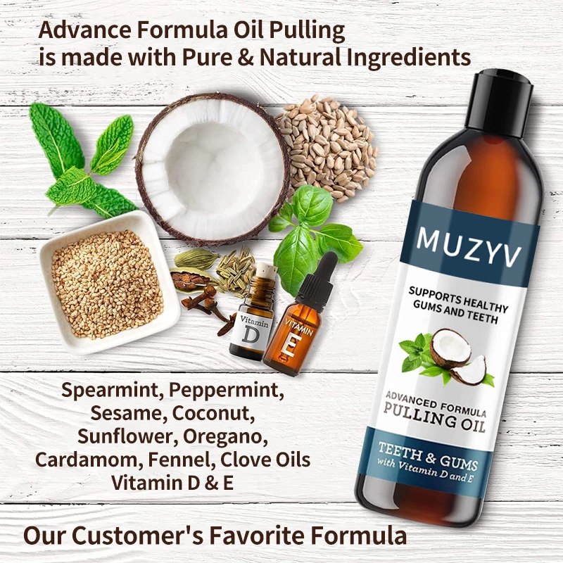 Custom Natural plant Essential Oils Mouth Wash Fresh Breath Teeth Whitening mint coconut Oil Pulling Mouthwash