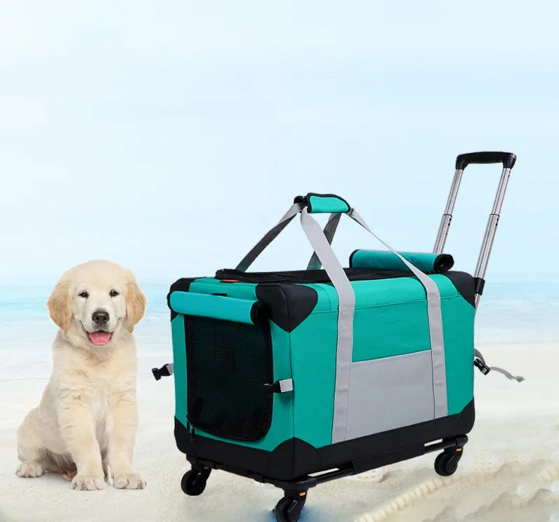 3in1 Pet Travel Trolley Portable Dog Car Seat Cage Dog Handcarry Bag Detachable 4 Wheels Rolling Pet Foldable Carriers Stroller