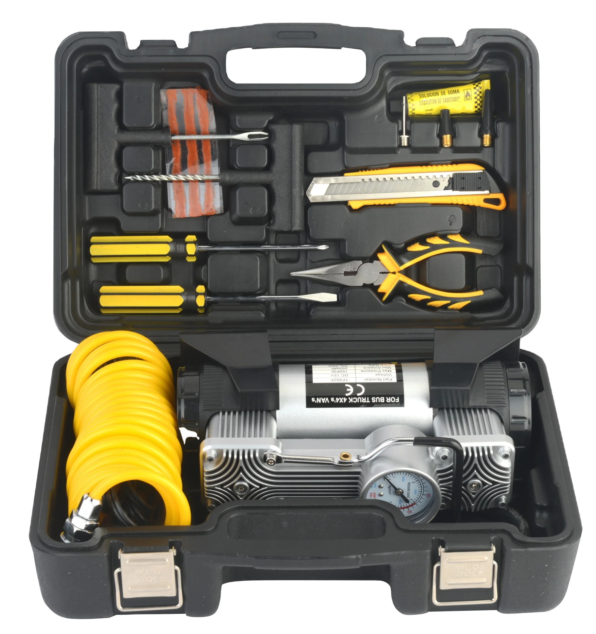 Воздушный насос для шин DC 12 В, 2 цилиндра, портативный автомобильный воздушный компрессор 150psi 22 мм, насос для шин с металлическим манометром