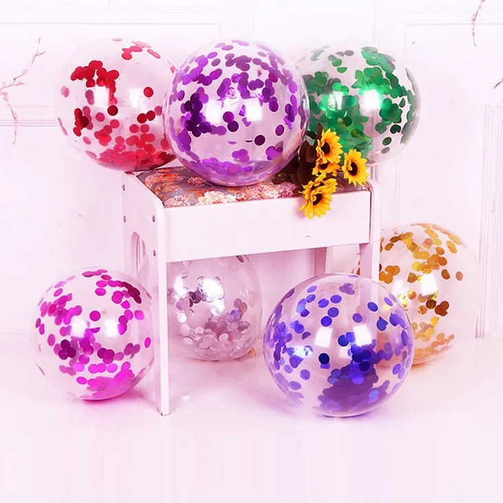 12 Inch (100pcs/bag) Confetti Balloon Party Transparent Round Star Heart Paillette Latex Balloons