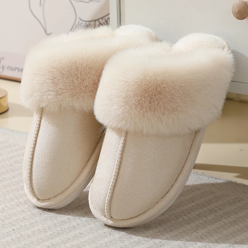 2024 New Lovers Cotton Warm Plush Fuzzy House Slipper Winter Home Fluffy Fashion Fur Slippers