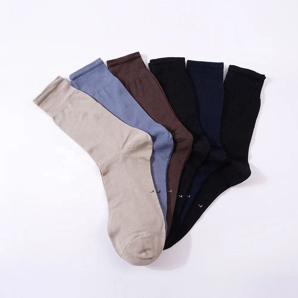 
Mix color 6 pairs box packaging top quality blank solid mercerized cotton anti sweat dress crew socks for men 