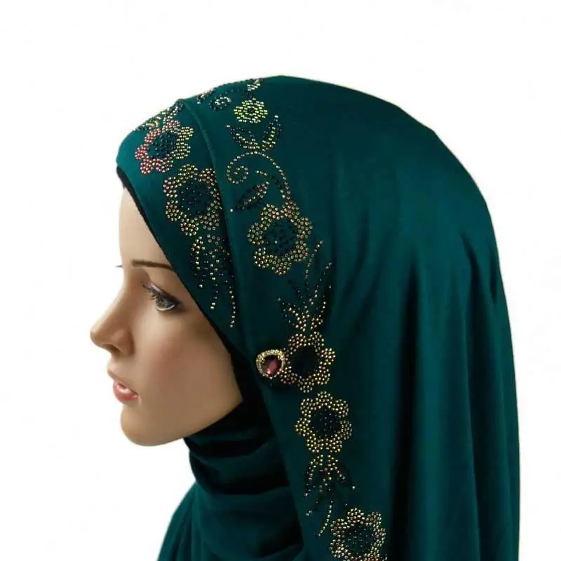 2019 grace style beautiful soft stretchy stones cotton jersey stoler hijab