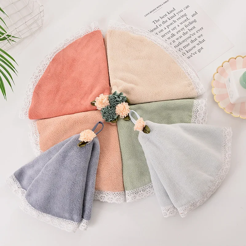 Cute Lace Dress Round Shape Face Hand Towel for Baby Absorbent Kitchen Bathroom Cleaning Rags