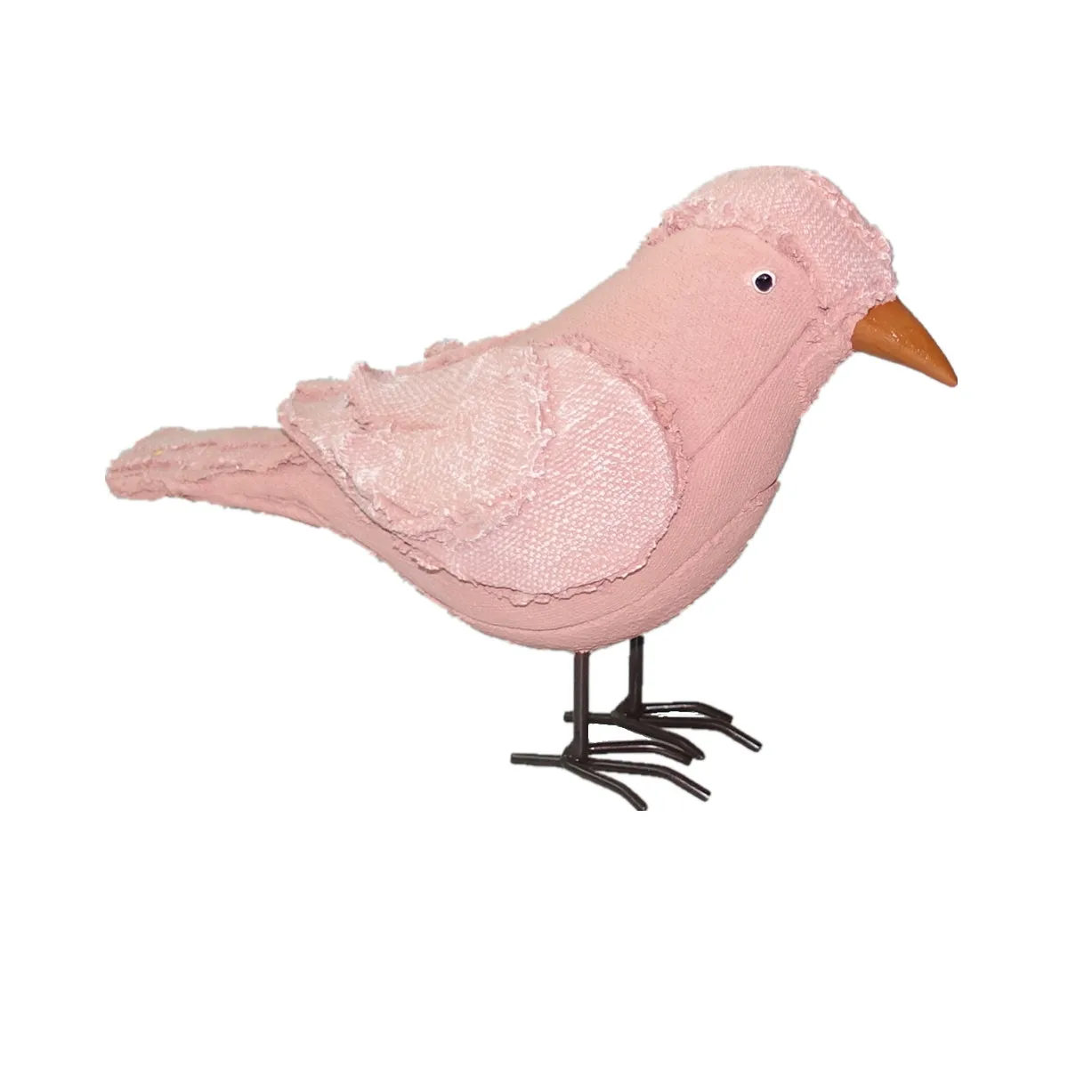 Статуэтка птицы из смолы с эффектом ткани 6,5 дюйма, льняная скульптура с металлическими ножками