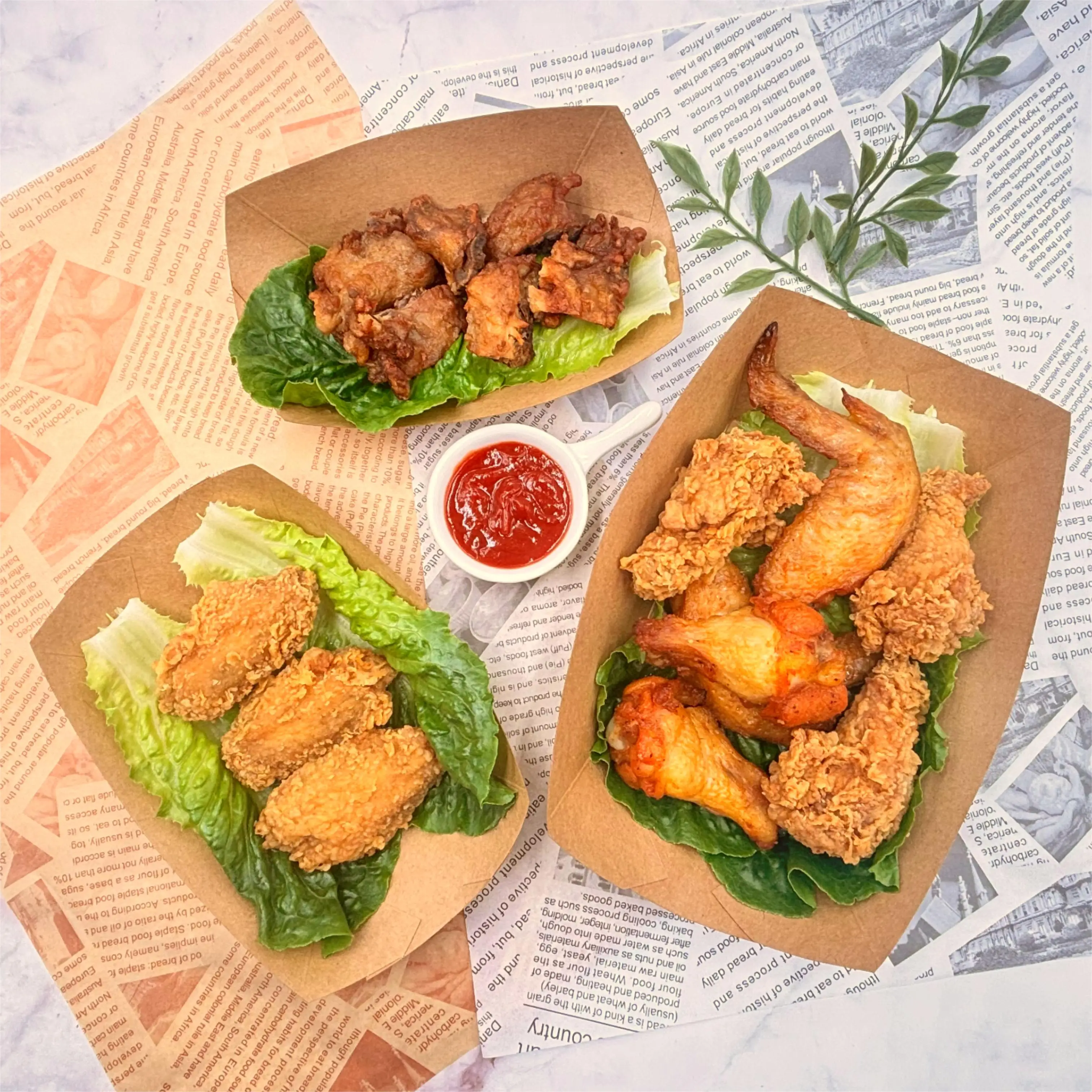 4oz Kraft Paper Boat Tray Recyclable Custom Logo Boat Bowl for Take Away French Fried Food Packing