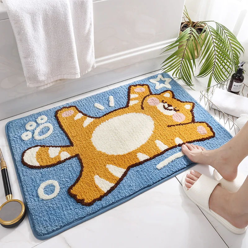DAJIANG cute bear flower bath mat High-fleece absorbent non-slip TPR bottom floor mat