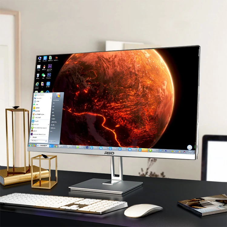 Curve 23.8 inch Fanless Desktop Comput 24 inch Amd All In One Pc Win 10 16Gb Ddr4 Ram For Office School With Wifi Machine