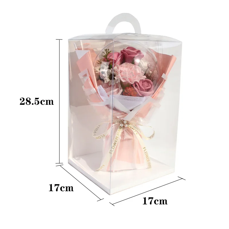 Clear Acrylic Ball Balloon Bobo Preserved Real Soap Flower Christmas Day Gift Preserved Rose Bobo Balloon Dried Flower Bouquets