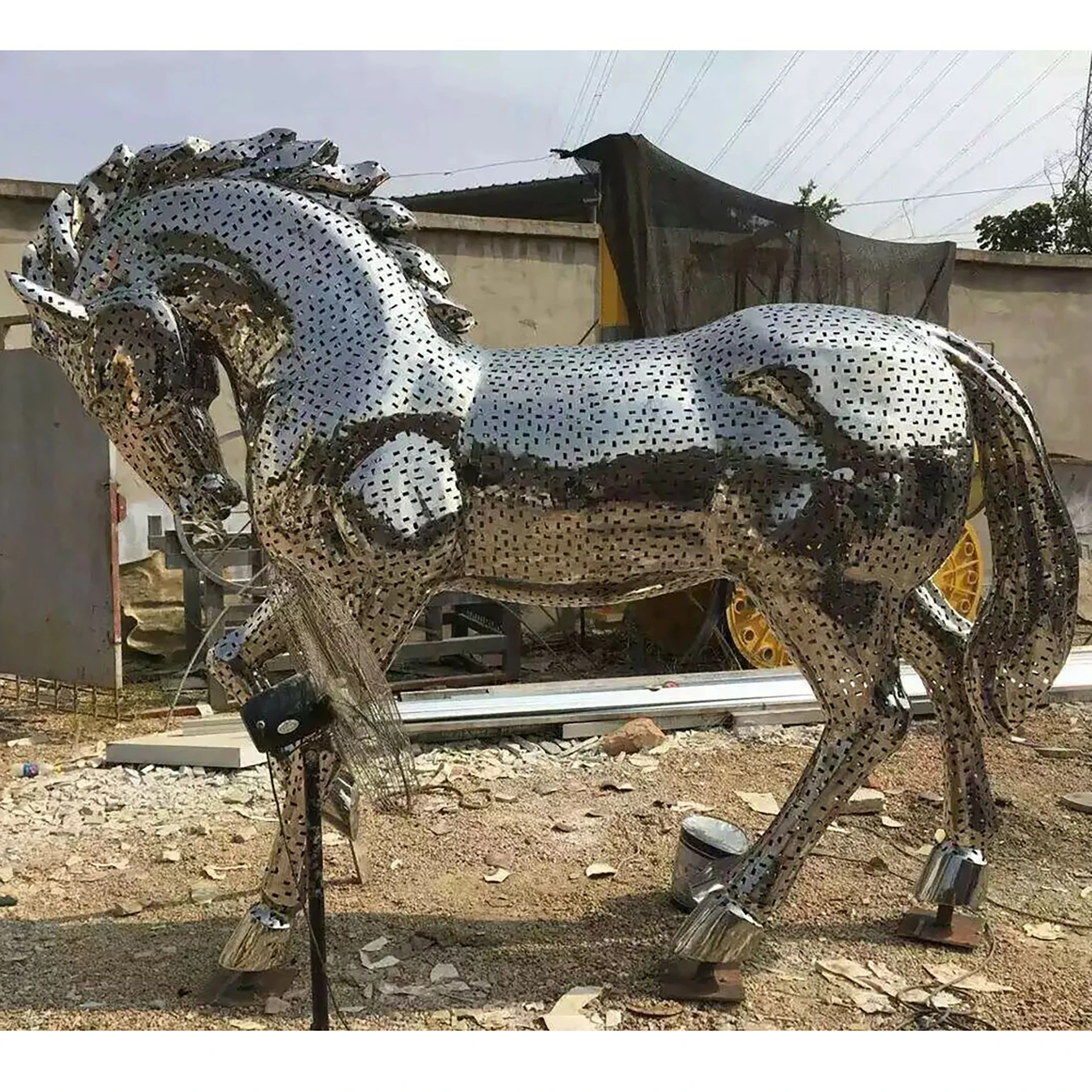 Modern Garden Decoration Stainless Steel Horse Sculpture Metal Horse Statue