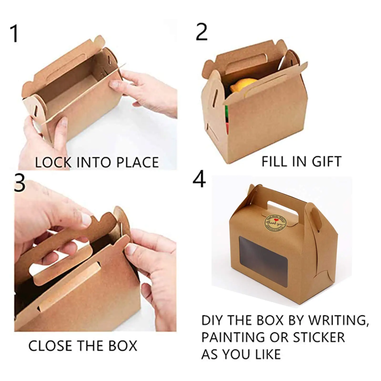 Wholesale Custom Recycle Folding Food Grade Takeaway Kraft Lunch Carton Gift Paper Packaging Box With Bag Ribbon Handle Box