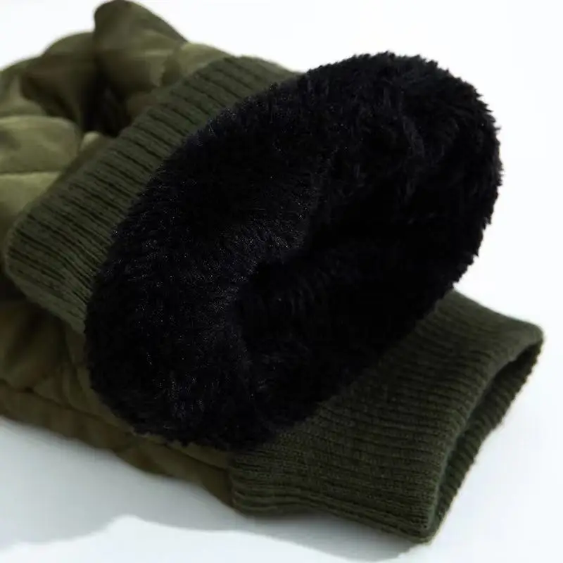 Factory Directly Sell Winter Thicken Warm Army Green Mittens Touchscreen Knitted Elastic Cuff Mitten for Men Women