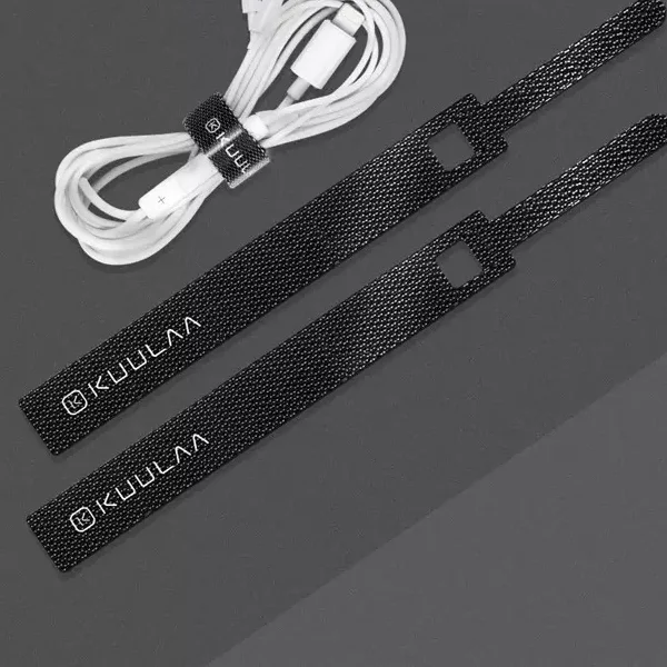 KUULAA OEM custom logo Nylon Headphone Earphone Mobile Phone 10cm electronic Data Usb Cable Organizer Management tie clips